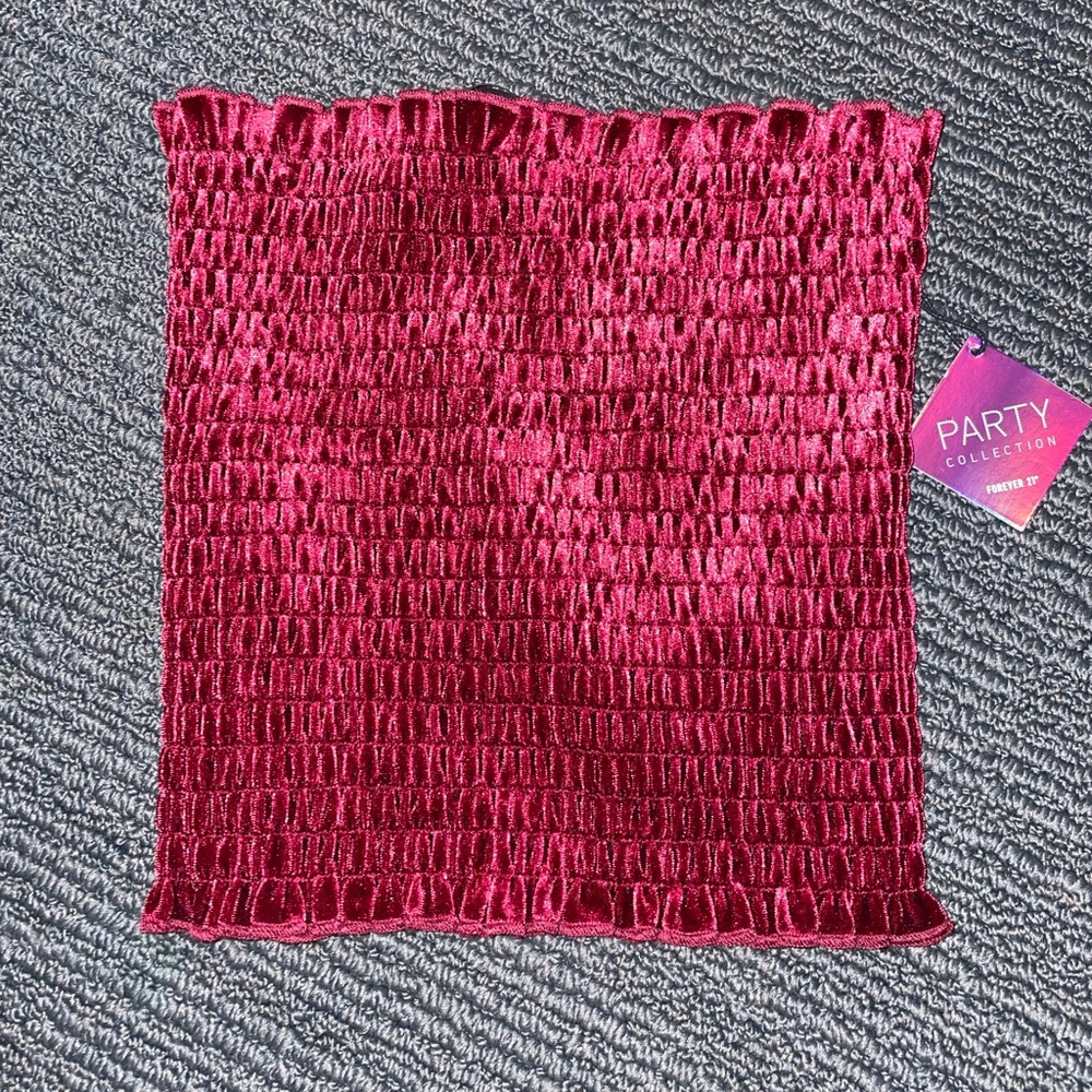 Forever 21, red velvet strapless top